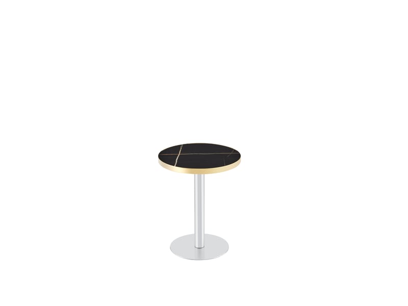  Table d'appoint ronde avec plateau en mdf effet marbre et base stable pour salon, 75×71×23 cm, noir  - Conforama E