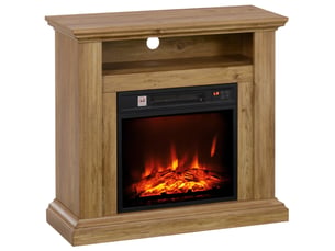 Cheminée électrique 1800 w avec effet flamme 3d, thermostat, minuterie et télécommande, marron