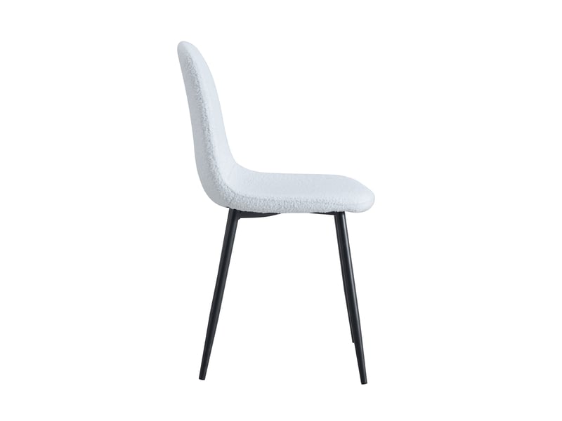  Lot de 4 chaises en tissu bouclette blanc et noir 44x52,5x87 cm  - Conforama D
