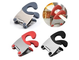 5 pièces porte-cuillère - anti-brûlure en silicone poignée pot clip de fixation - pour cuillère, ustensiles de cuisine bol clip - gris + rouge + noir - multicolour