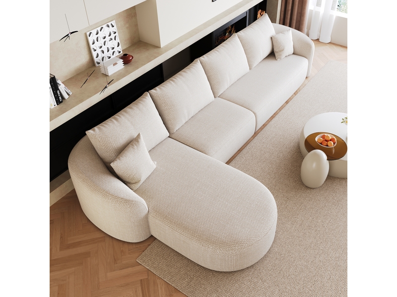  Canapé d’angle modulaire sans montage  - conception sans cadre en bois, tissu chenille - blanc  - Conforama C