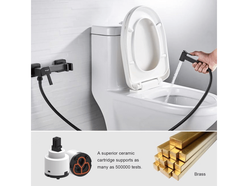  Wc mitigeur douche set avec flexible, support, douchette, eau chaude et froide  - Conforama B