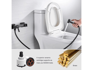 Wc mitigeur douche set avec flexible, support, douchette, eau chaude et froide