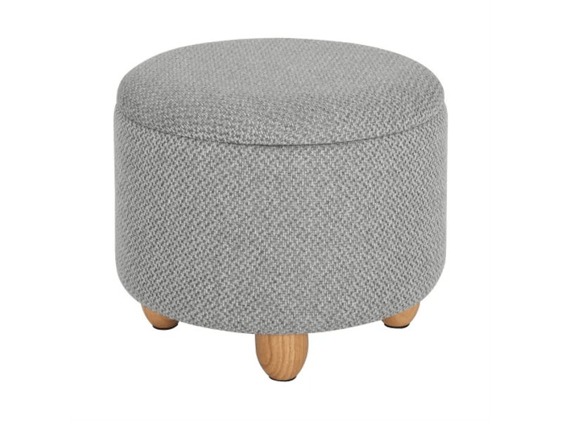  Pouf de rangement rond, tabouret pratique, repose-pieds compact, coffre à chaussures multifonctionnel  - Conforama A
