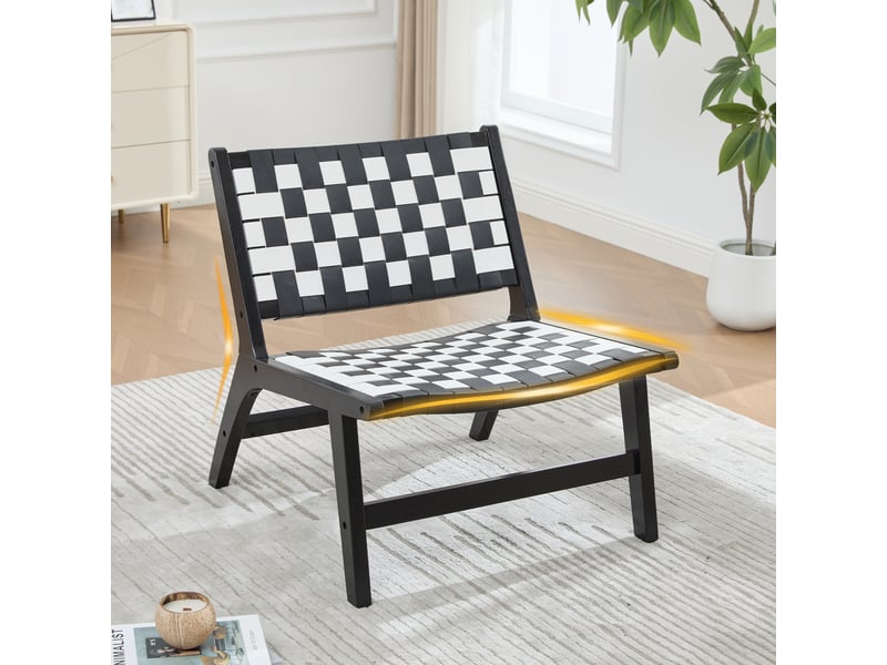  Fauteuil sans accoudoirs, tressage en pu noir  - Conforama B
