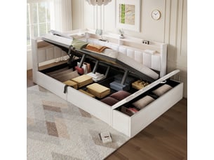 Lit banquette 140x200 cm <strong>SAPGAKS</strong> <strong></strong> coloris beige