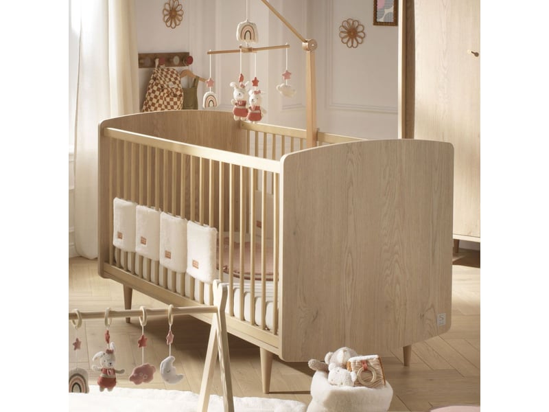  Chambre bébé trio évolutive my love, lit 140x70 évolutif commode à langer 2 tiroirs et armoire - chêne vintage PK160 - Conforama C