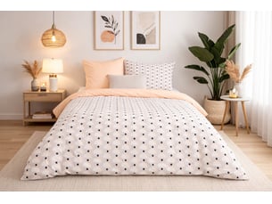 Parure de lit Aura Douce en microfibre 72 g/m² avec housse 240x200 ou 260x240 cm, fermeture boutons et fente passe-mains