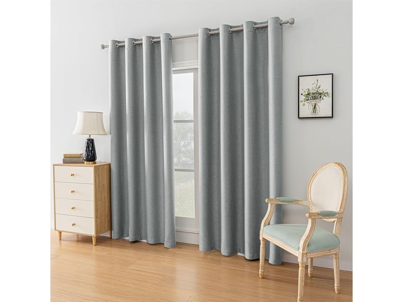  Lot de 2 rideaux occultant thermique 140 x 250 cm gris  - Conforama B