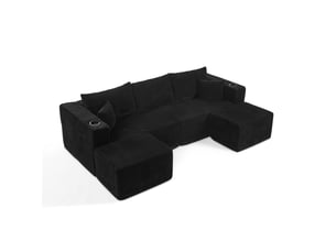 Canapé d'angle 3 places modulable avec ottomans evryae