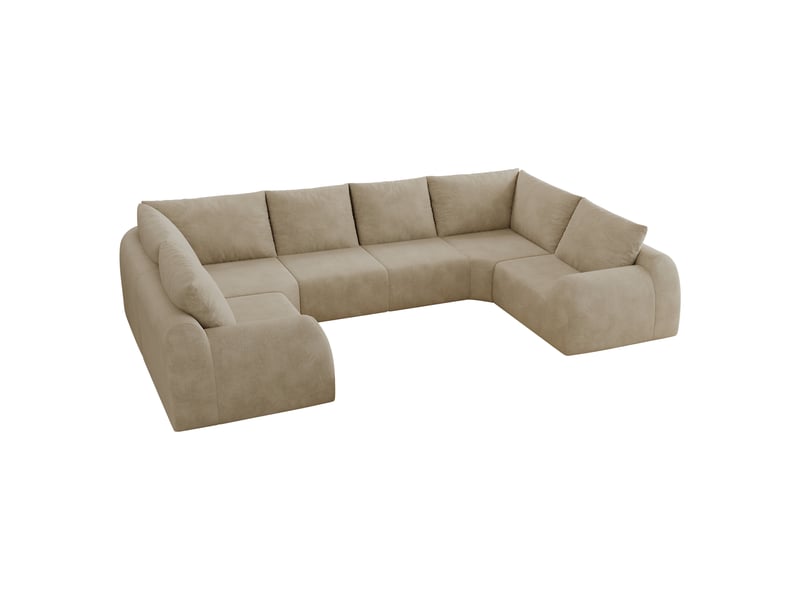  Canapé sans structure en mousse compressée 344 × 200 × 85 cm, kaki, tissu chenille, en u, sans montage, mousse haute élasticité  - Conforama A