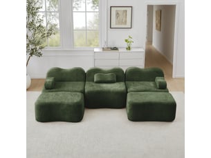 Canapé modulaire u,288x167x70 cm,3 places avec 2 ottomans,velours,vert