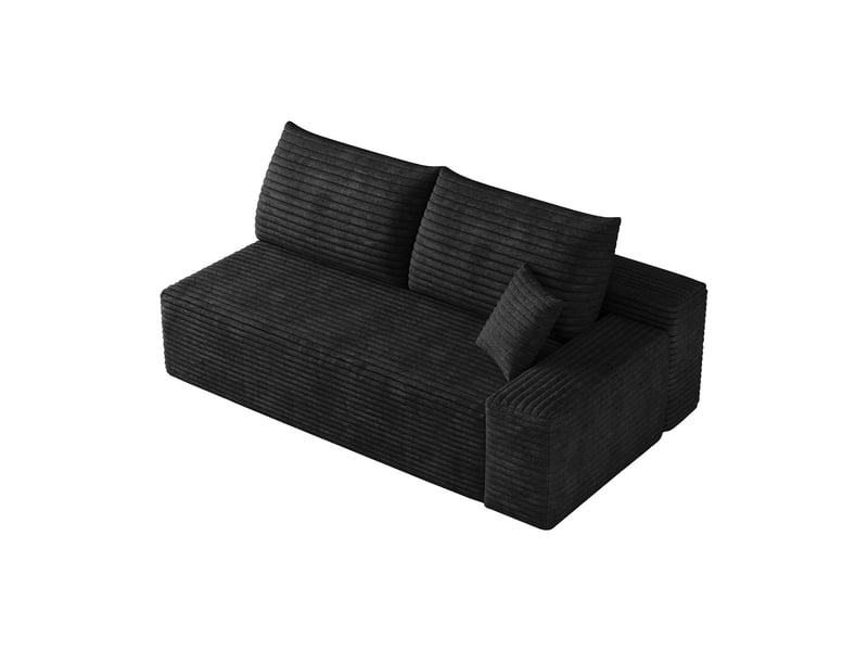  Canapé 2 places noir compact, petit canapé droit moderne confortable pour studio et salon, 175x95x83 cm  - Conforama A