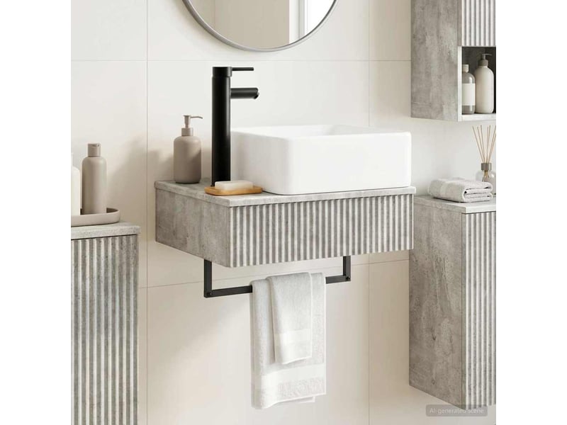  Basin de lavage mural, lavabo gris béton 53x35x39 cm  - Conforama B