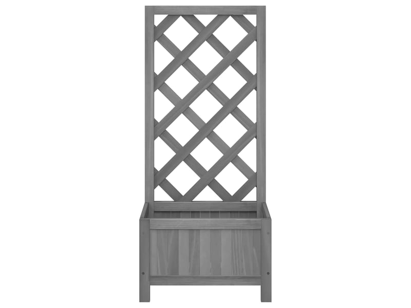  Jardinière - bac à fleurs avec treillis gris 40x30x90 cm bois massif de sapin  - Conforama D