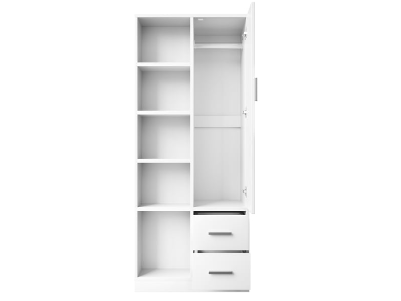  Armoire,70x50x170 cm,1 porte avec 2 tringles et 2 tiroirs,mdf,blanche  - Conforama D