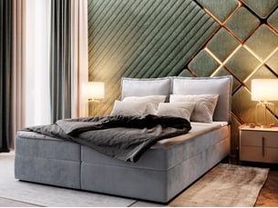 Lit avec rangement 180x200 cm <strong>MASSENO</strong> <strong></strong> coloris gris