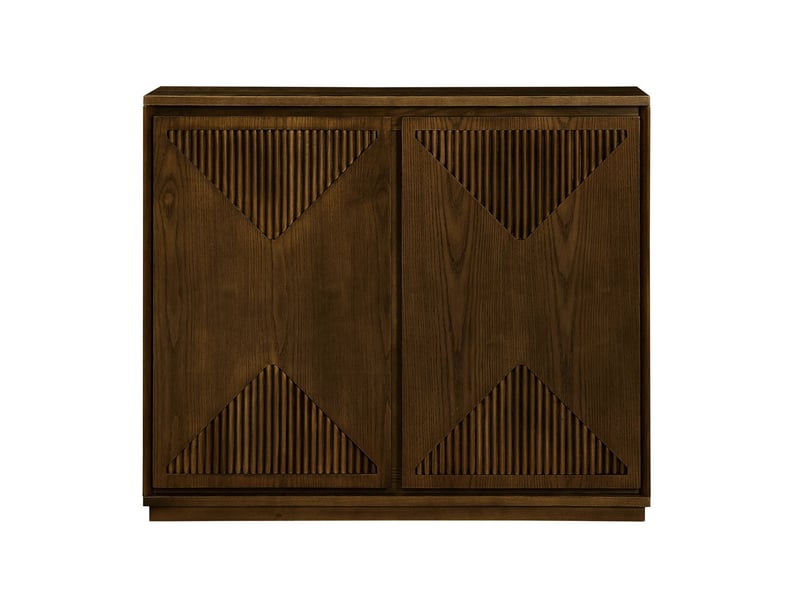  Buffet style mid-century moderne forme en v rangement intégré meuble d'appoint étroit coloris marron  - Conforama A