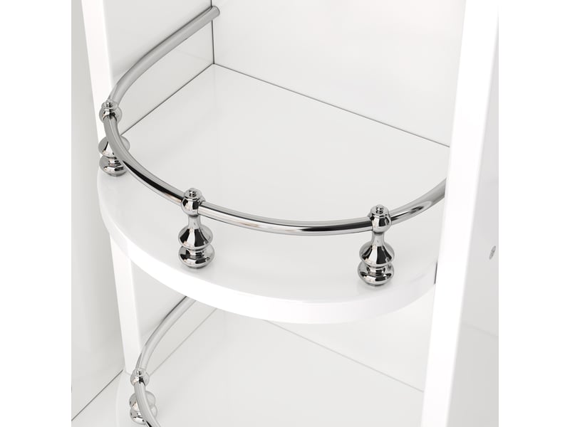  Coiffeuse avec miroir led dimmable, organisateur de bijoux rotatif, 3 tiroirs, 2 armoires, chargeur usb-c, blanc, 115x40x142 cm  - Conforama E