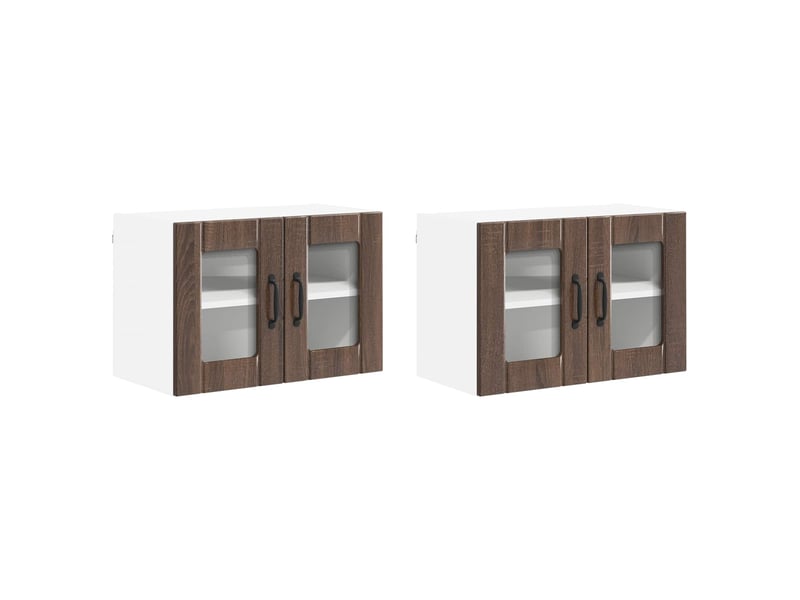  Meuble mural de cuisine, cabinet en verre mural 2 pcs chêne brun bois d'ingénierie shl3762  - Conforama A