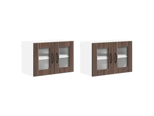 Meuble mural de cuisine, cabinet en verre mural 2 pcs chêne brun bois d'ingénierie shl3762