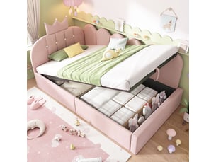 Lit coffre 90x200 cm SOGEU   coloris rose
