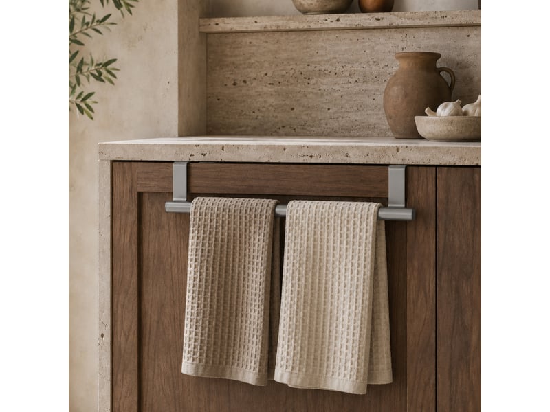  Porte serviette, torchon, crochet à suspendre cuisine ou salle de bain - acier inoxydable - 36 cm - chrome  - Conforama E