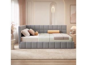 Lit banquette 160x200 cm <strong>ELVMI</strong> <strong></strong> coloris gris