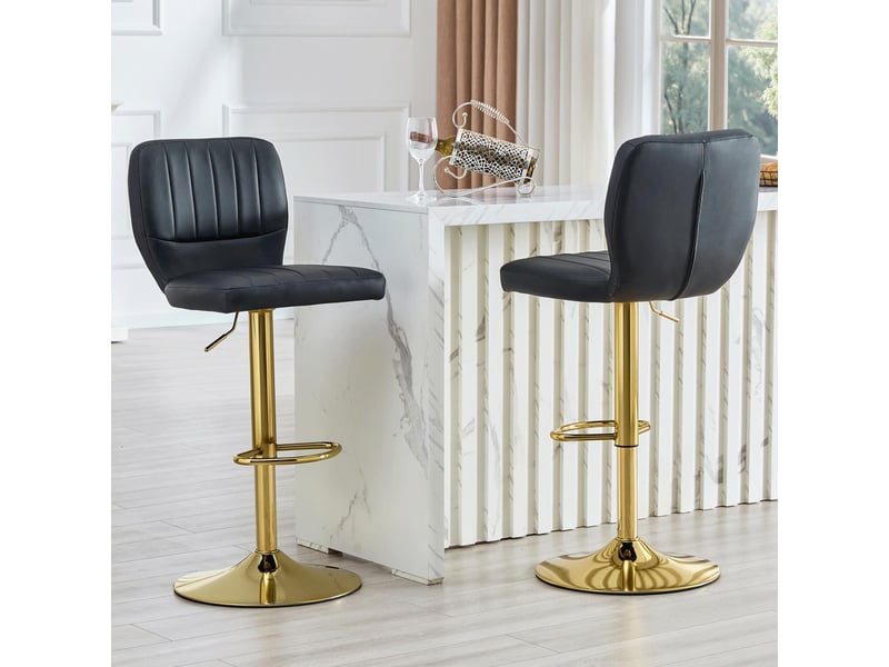  Tabouret de bar réglable  52 x 45 x 93-114 cm - siège pivotant à 360° -avec dossier et pédales en métal  - cuir - noir  - Conforama D