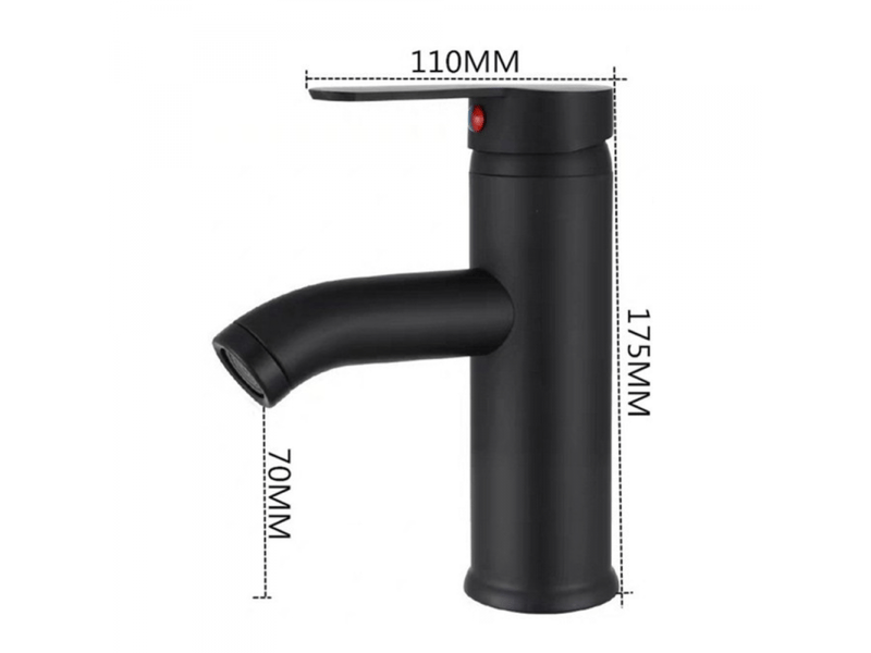  Mitigeur d'évier, eau chaude et froide, levier unique, pour évier, salle de bain, noir  - Conforama E
