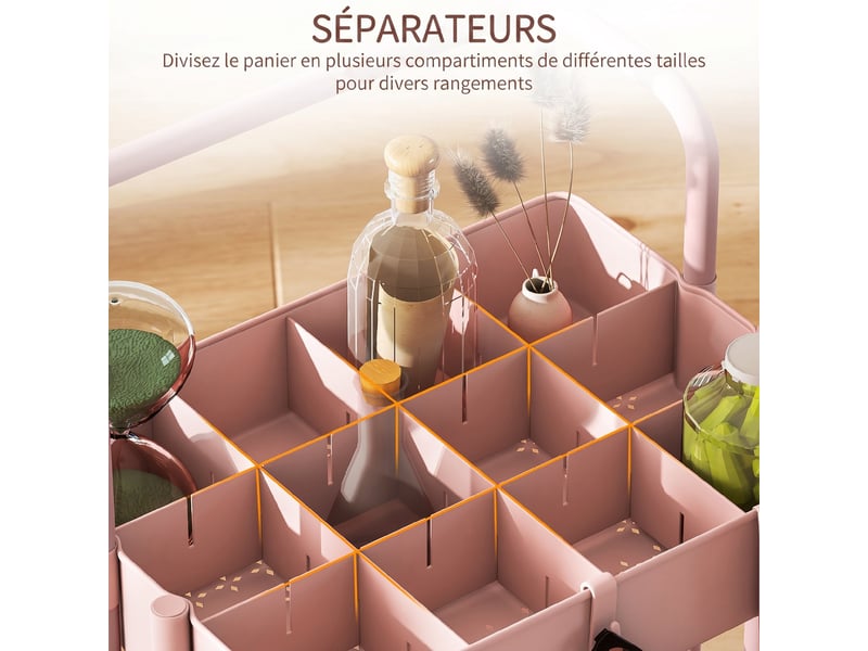 Chariot à 3 niveaux desserte avec 4 crochets et 3 boîtes suspendues amovibles pour rose 42 x 38 x 86,5 cm - Conforama R