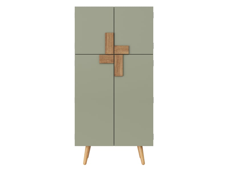  Armoire de cuisine garde-manger 60x35x120 cm - 4 portes - rangements de portes - étagères réglables - mdf - vert  - Conforama A