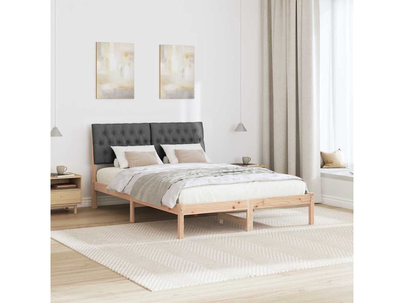 Lit double- lit adulte - cadre de lit avec tête de lit rembourrée marron 135 x 190 cm - Conforama C