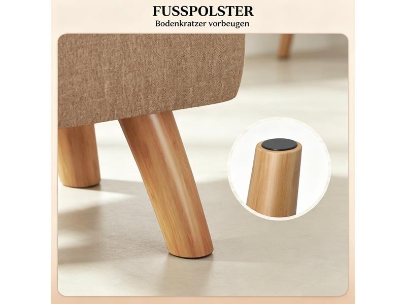  Pouf carré rembourré capitonné tissu marron clair 27 x 27 x 26 cm T5828P543240 - Conforama E
