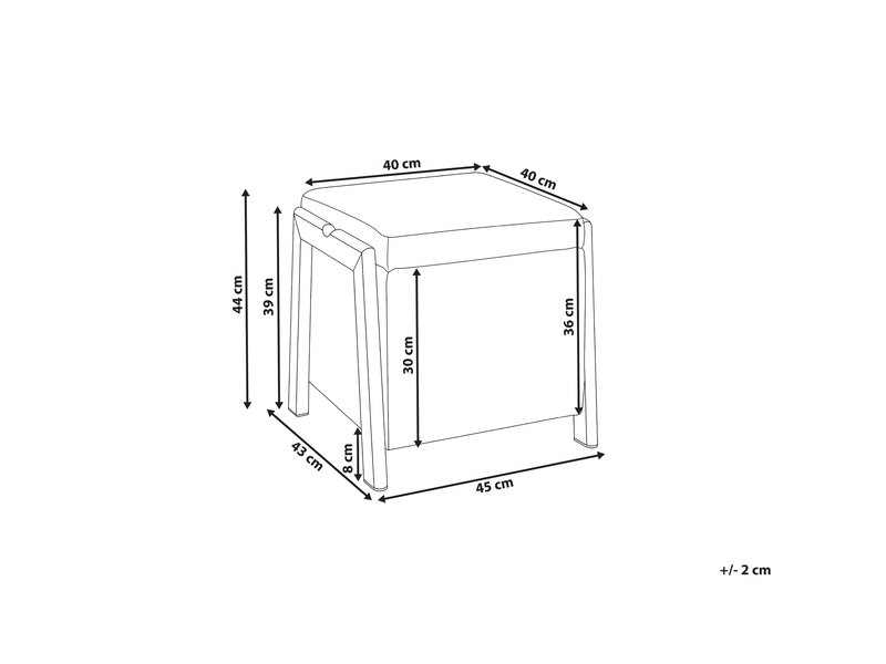 Pouf de rangement edland tissu 45 cm 43 cm rouge bordeaux  - Conforama C