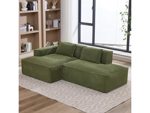 Canapé d'angle réversible convertible <strong>SAPGAKS</strong> <strong></strong> 3 places Coton / Polyester vert