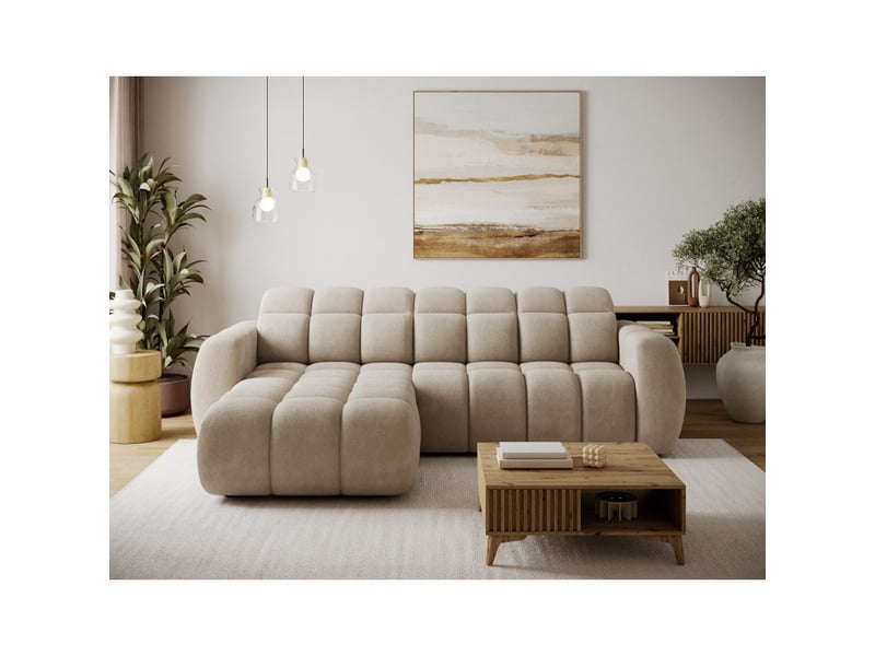  Canapé d'angle électrique fanoti 3 places beige – angle gauche – version 2  - Conforama B