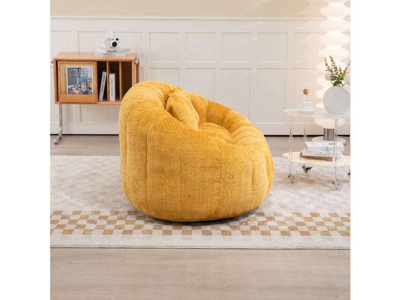 Canapé pouf modenvie 2 places en chenille jaune 150 x 95 x 63 cm - Conforama E