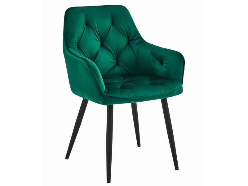 Family chaise jork - velours vert foncépieds noirs x 1  - Conforama A