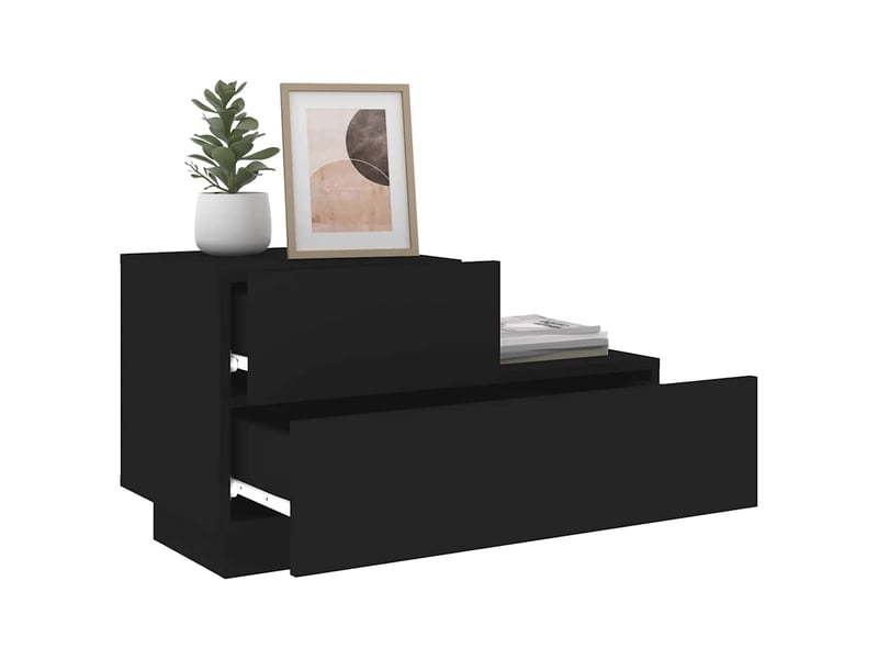 Table de chevet - cabinet de chevet - table de nuit avec lumières led noir 70x36x40,5 cm - Conforama C