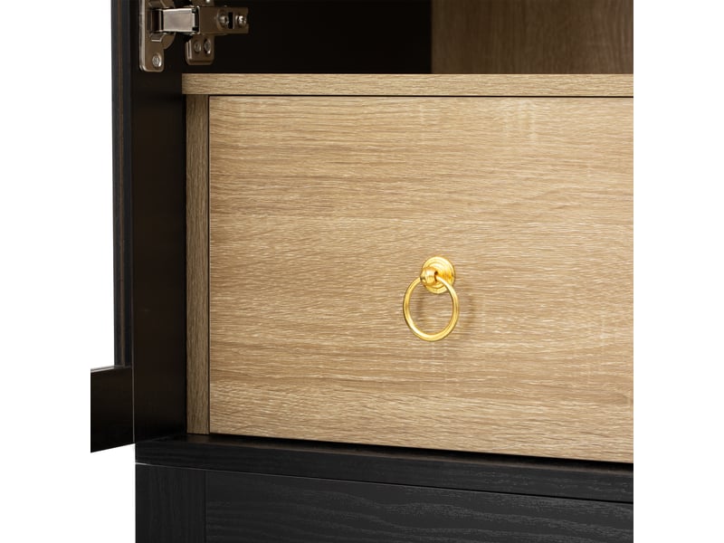  Buffet haut de cuisine avec verre cannelé et étagères réglables 76 x 40 x 180 cm DE000050AAB - Conforama E