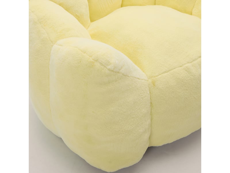 Fauteuil forme lotus en tissu peluche jaune W3495P491800 - Conforama E