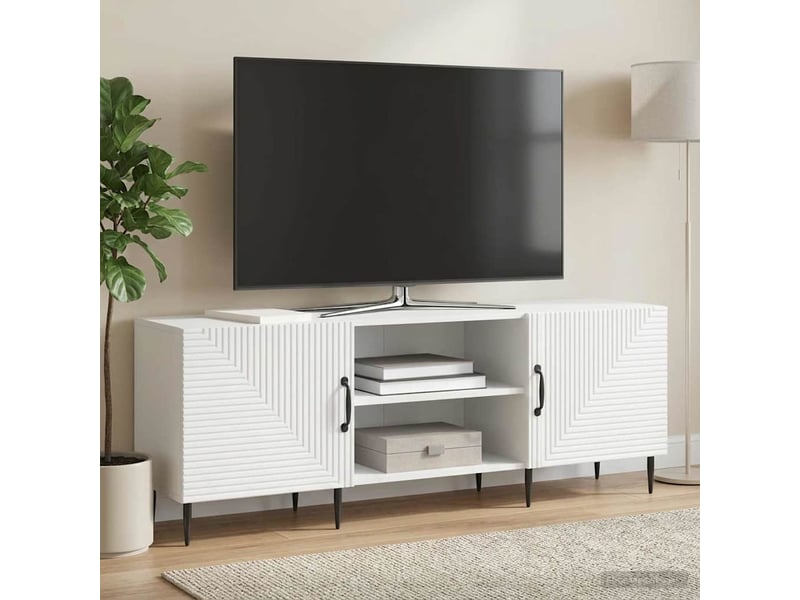  Meuble tv - banc tv - meuble de rangement 150 x 31 x 50 cm blanc bois d'ingénierie  - Conforama D