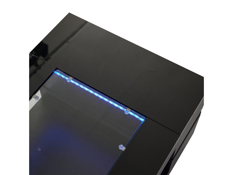  Table basse led design - noir - contrôle via application mobile - 60 000 couleurs led - design creux 100x50x35cm - Conforama W