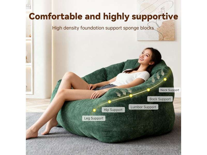  Pouf rond en flanelle vert T3800P467955 - Conforama B