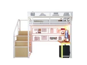 Lit avec rangement 140x200 cm ELVMI   coloris blanc