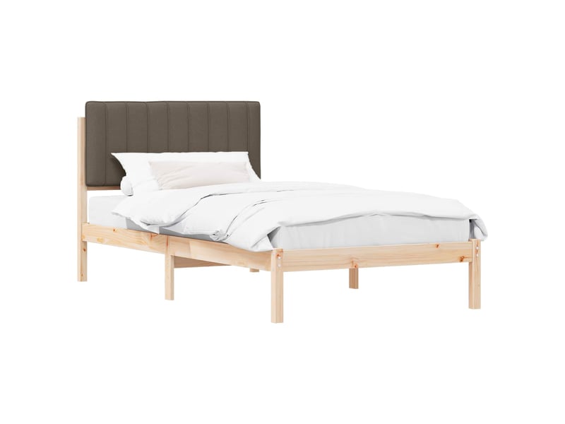  Lit simple- lit adulte -  cadre de lit avec tête de lit rembourrée taupe 100 x 200 cm  - Conforama A