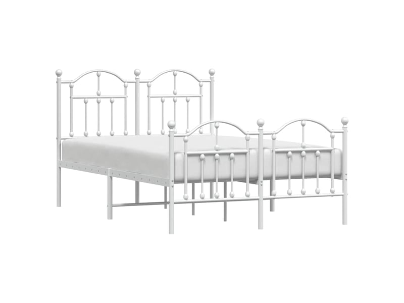  Lit double- lit adulte -  cadre de lit métal sans matelas et pied de lit blanc 120x190 cm  - Conforama C