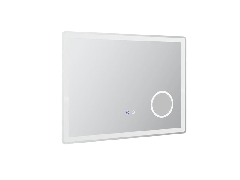 Miroir de salle de bain led 80x60 cm – blanc – antibuée, tactile, éclairage avant et arrière, loupe x3 - Conforama A