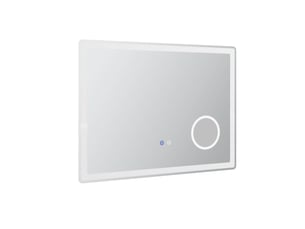 Miroir de salle de bain led 80x60 cm – blanc – antibuée, tactile, éclairage avant et arrière, loupe x3